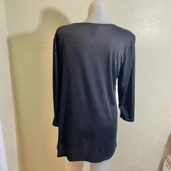 The LOOK Size L Black Top Get It Love It Live It Twist Knot Hem Tunic Top - Picture 2 of 11